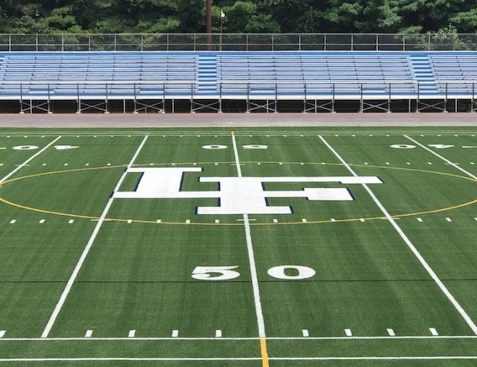 Artificial Turf Football Field center field logo
