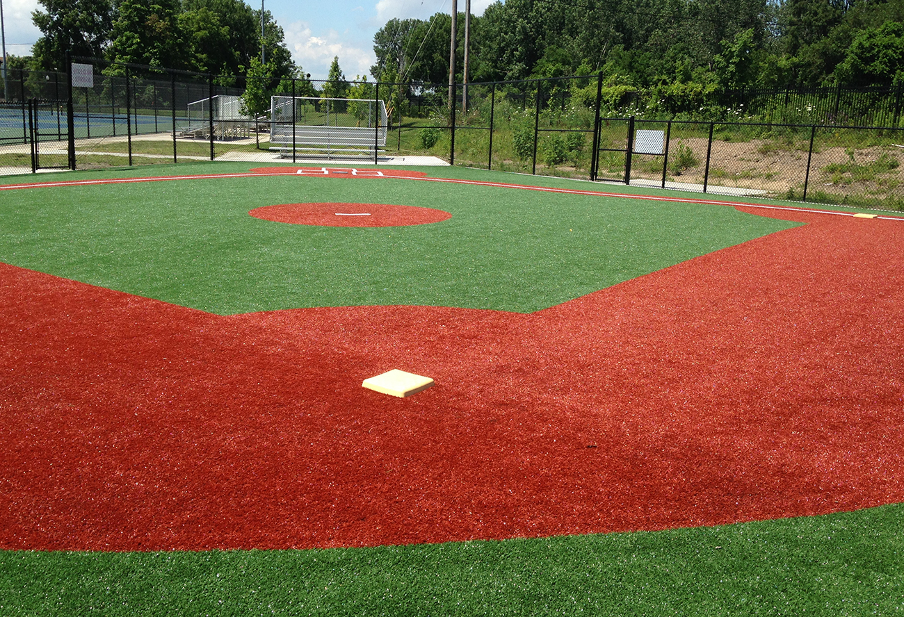 Artificial turf sports field, little league baseball field 